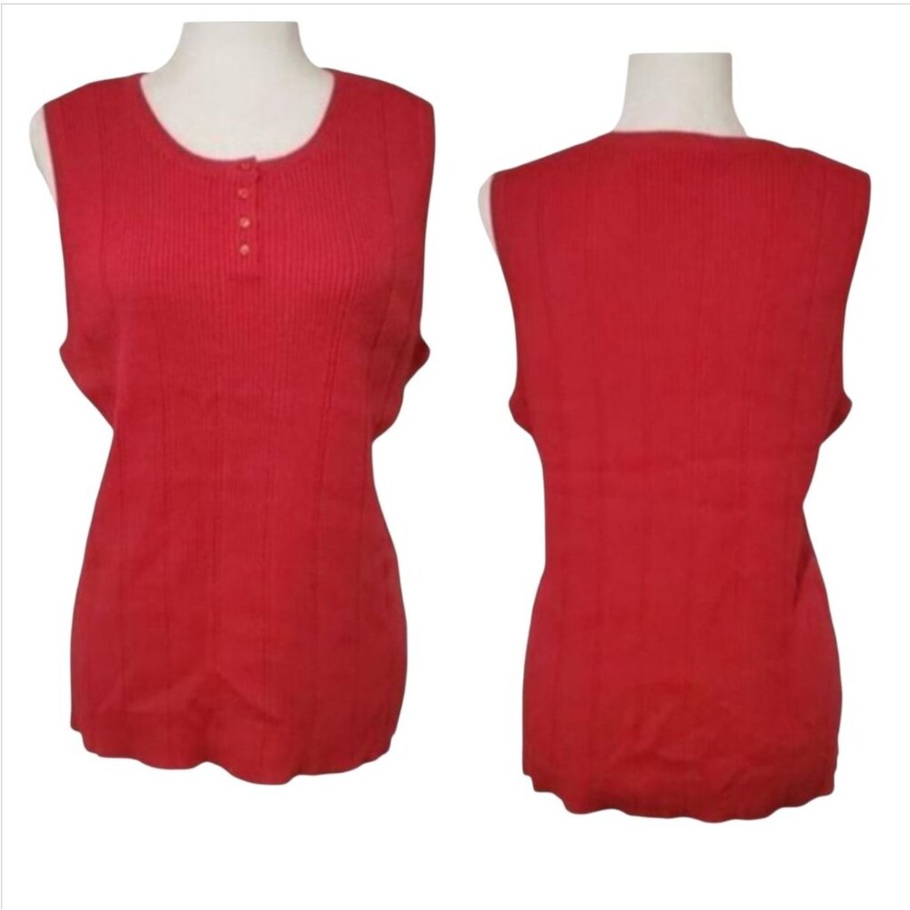 Cherokee Sleeveless Top Womens Size X Red Rib-knit Stretch Tank Top